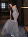 Sparkly Silver Spaghetti Strap Mermaid Long Prom Dress Ideas, Evening Party Dresses,WGP1903