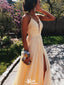 Casual Halter Deep V-neck A-line Long Prom Dress Ideas, Evening Party Dresses,WGP1457