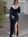 Formal Halter Long Sleeves Sheath Long Prom Dress Ideas, Evening Party Dresses,WGP1464