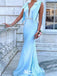 Elegant V-neck Notched Mermaid Long Prom Dress Ideas, Evening Party Dresses,WGP1491