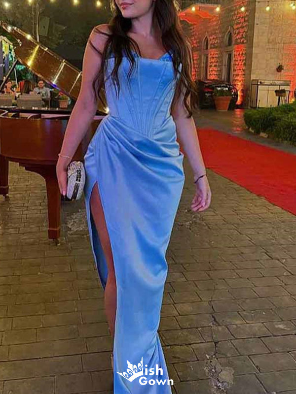 Elegant Strapless Unique Mermaid Long Prom Dress Ideas, Evening Party Dresses,WGP1493