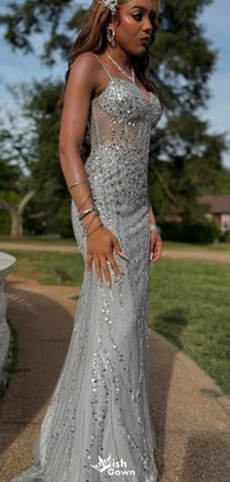 Gorgeous Spaghetti Strap V-neck Mermaid Long Prom Dress Ideas, Evening Party Dresses,WGP1500