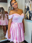 Elegant Sweetheart Off-shoulder Pink A-line Short Mini Homecoming Dress,EPT363