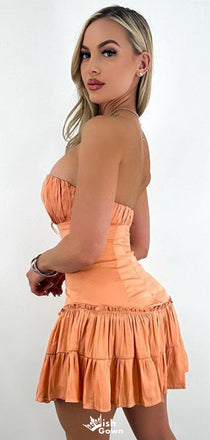 Elegant Tight Strapless A-line Short Mini Homecoming Dress,EPT369