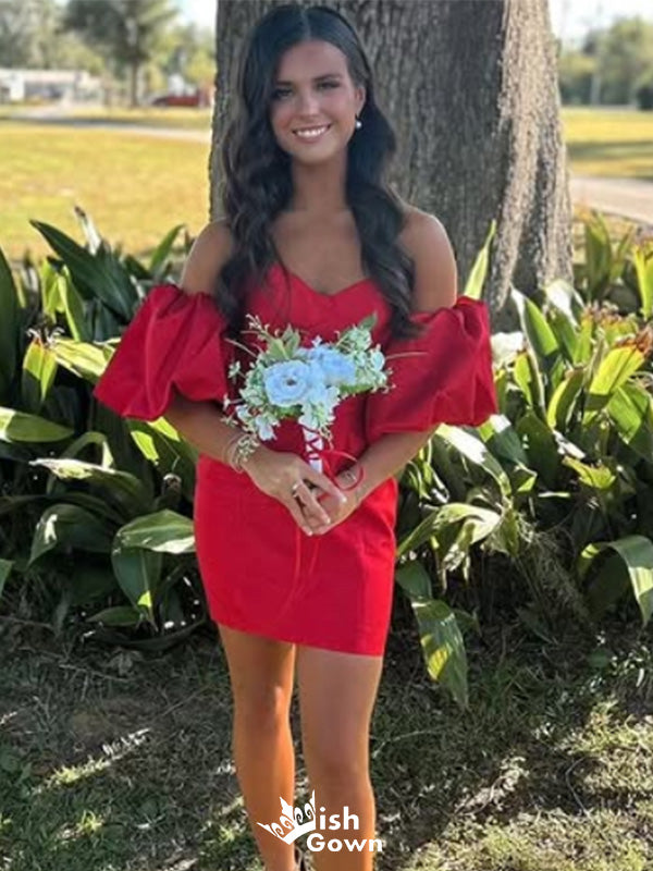 Elegant Strapless Sweetheart Sheath Short Mini Homecoming Dress,EPT376