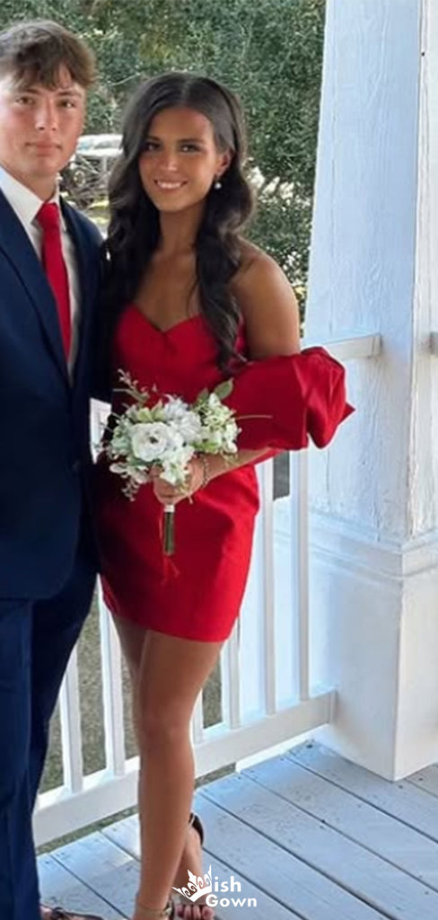 Elegant Strapless Sweetheart Sheath Short Mini Homecoming Dress,EPT376