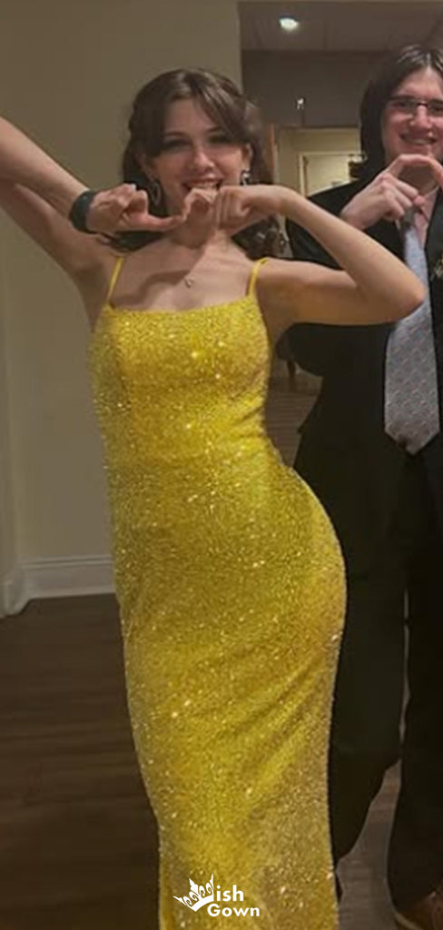 Elegant Spaghetti Strap Mermaid Long Prom Dress Ideas, Evening Party Dresses,WGP1520