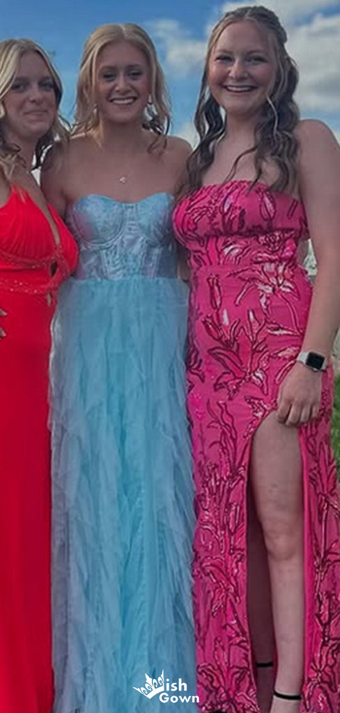 Elegant Strapless A-line Long Prom Dress Ideas, Evening Party Dresses,WGP1522