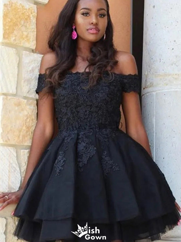Gorgeous Strapless Lace Off-shoulder A-line Short Mini Homecoming Dress,EPT380