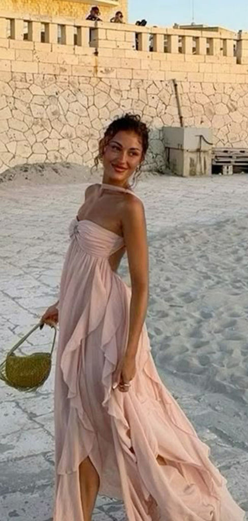 Elegant Pink Sweetheart A-Line Long Prom Dress Ideas, Evening Party Dresses,WGP1653