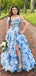 Elegant Blue Off-Shoulder A-Line Long Prom Dress Ideas, Evening Party Dresses , WGP1595