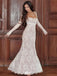 Elegant White Lace Long Sleeve Mermaid Long Prom Dress Ideas, Evening Party Dresses  , WGP1907