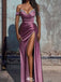 Sexy Purple Off-Shoulder Sleeveless Mermaid Side Slit Long Prom Dress Ideas, Evening Party Dresses , WGP1883