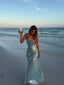 Sparkly Blue Spaghetti Strap Mermaid Long Prom Dress Ideas, Evening Party Dresses,WGP1941