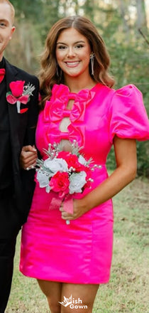 Gorgeous Short Sleeves Sheath Short Mini Homecoming Dress,EPT387