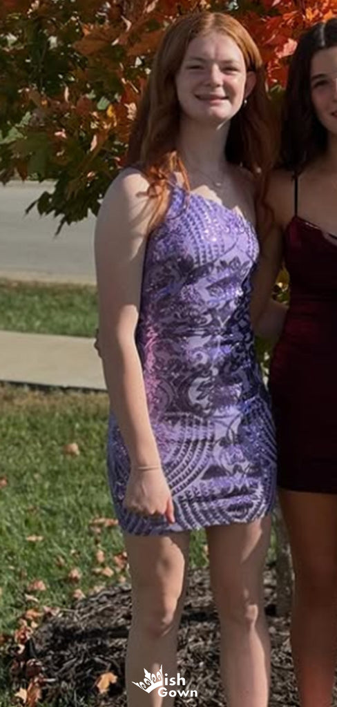 Elegant One-shoulder Unique Sheath Short Mini Homecoming Dress,EPT393