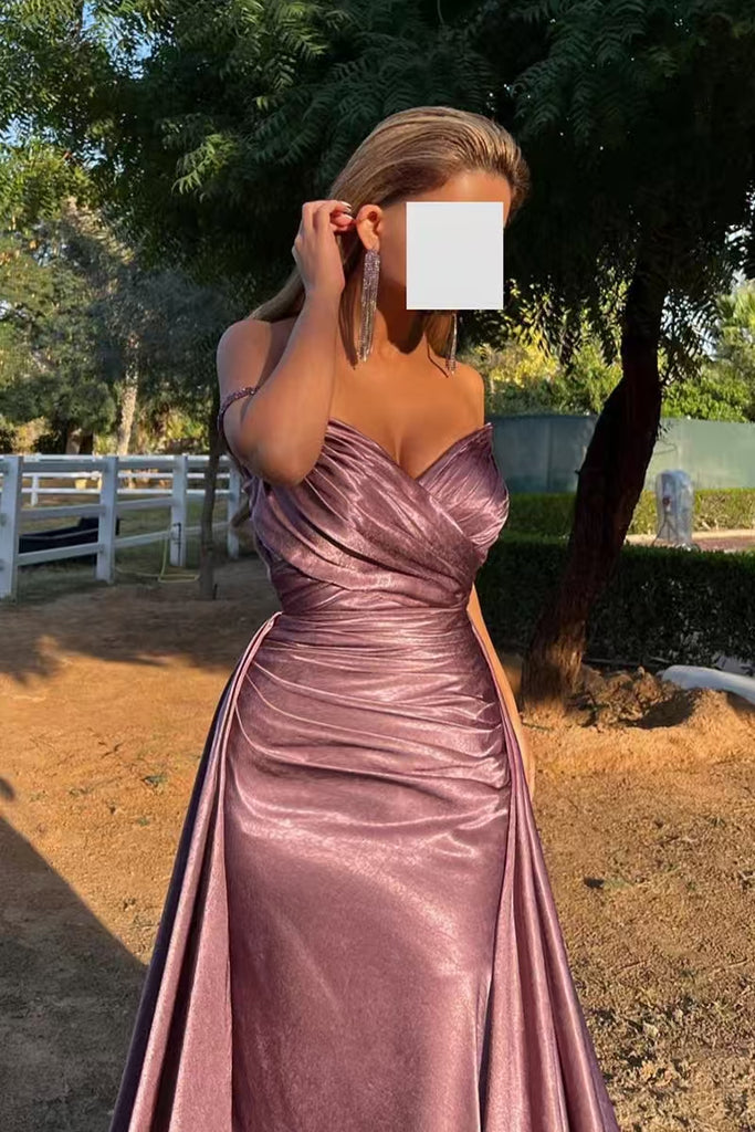 Gorgeous Purple Off-Shoulder Sleeveless Mermaid Long Prom Dress Ideas, Evening Party Dresses  , WGP1884