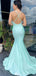 Elegant V-neck Spaghetti Strap Mermaid Long Prom Dress Ideas, Evening Party Dresses,WGP1145