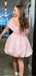Gorgeous Off-shoulder Notched A-line Short Mini Homecoming Dress,EPT409