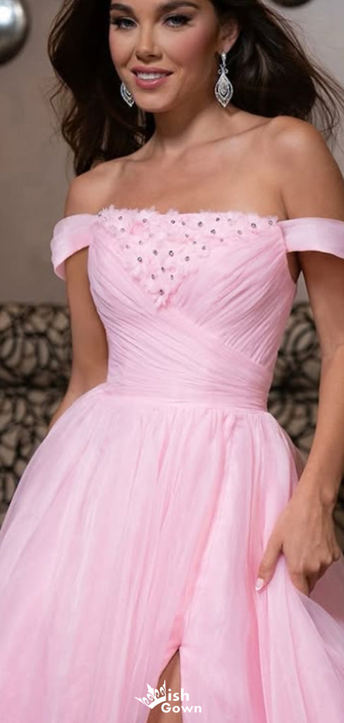 Elegant Off-shoulder A-line Long Prom Dress Ideas, Evening Party Dresses,WGP1555
