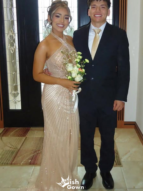 Gorgeous Halter Mermaid Long Prom Dress Ideas, Evening Party Dresses,WGP1558