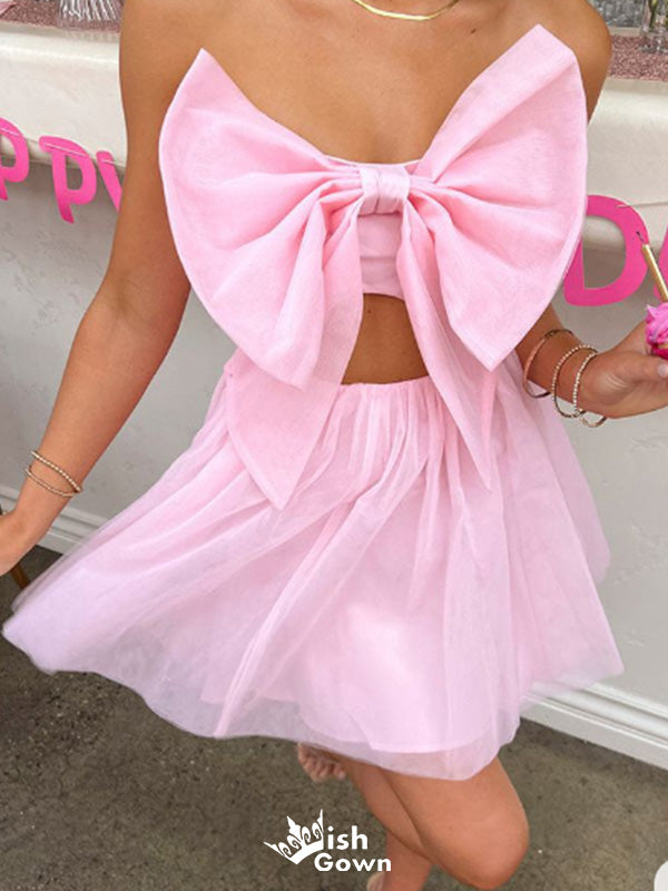 Unique Strapless A-line Short Mini Homecoming Dress,EPT416