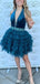 Elegant Deep V-neck Halter A-line Short Mini Homecoming Dress,EPT417