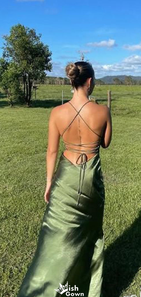 Gorgeous V-neck Spaghetti Strap Mermaid Long Prom Dress Ideas, Evening Party Dresses,WGP1150