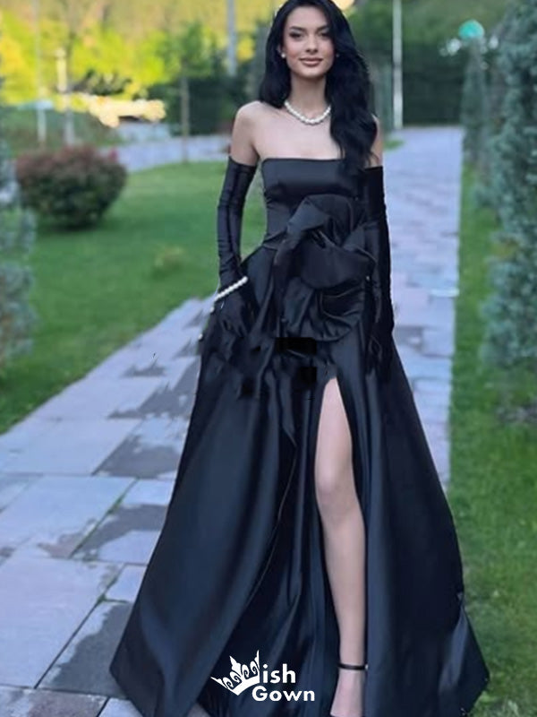 Elegant Strapless A-line Long Prom Dress Ideas, Evening Party Dresses,WGP1565