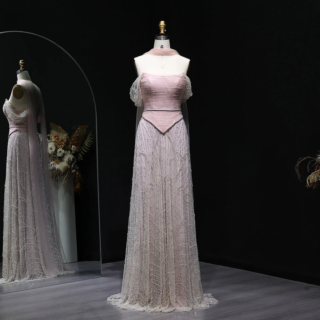 Elegant Pink Off-Shoulder Sleeveless A-Line Long Prom Dress Ideas, Evening Party Dresses , WGP1900