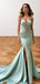 Elegant Green Sweetheart Sleeveless Mermaid Side Slit Long Prom Dress Ideas, Evening Party Dresses , WGP1896