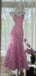 Elegant Pink Spaghetti Strap Mermaid Floral Long Prom Dress Ideas, Evening Party Dresses,WGP1637