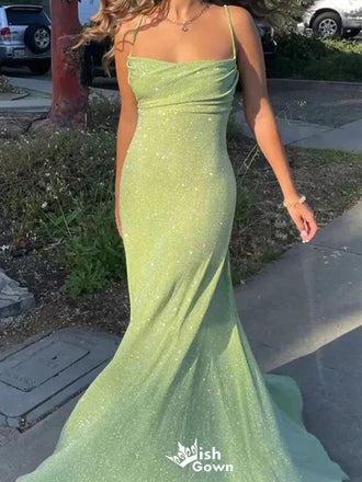 Sexy Straight Across Spaghetti Strap Mermaid  Long Prom Dress Ideas, Evening Party Dress,WGP1097