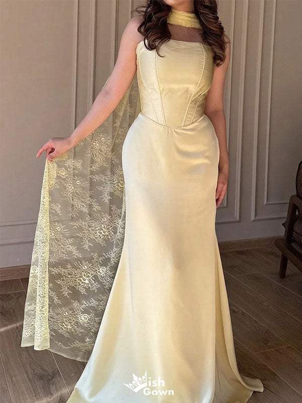 Elegant Yellow Sweetheart Mermaid Long Prom Dress Ideas, Evening Party Dresses,WGP1780