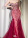 Sparkly Red Sweetheart Mermaid Long Prom Dress Ideas, Evening Party Dresses, WGP2021