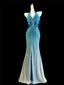Unique Blue V-Neck Mermaid Long Prom Dress Ideas, Evening Party Dresses,WGP1895