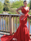 Sexy Red V-Neck Mermaid Long Prom Dress Ideas, Evening Party Dresses,WGP1818