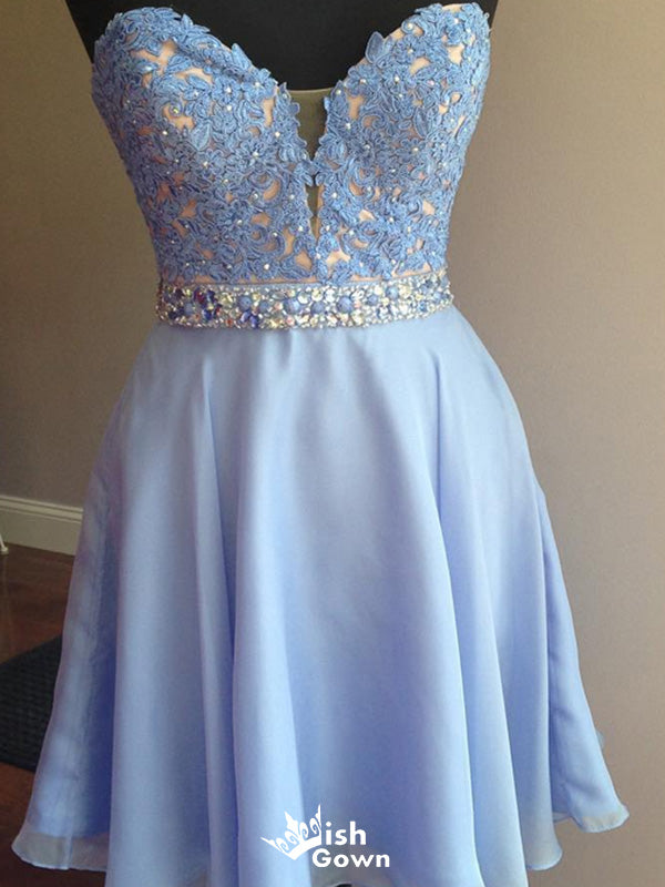 Elegant V-neck Notched A-line Short Mini Homecoming Dress,EPT449