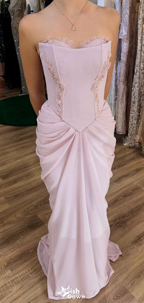 Gorgeous Strapless Bateau Mermaid Long Prom Dress Ideas, Evening Party Dresses,WGP1580