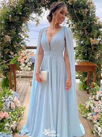 Elegant V-neck Unique A-line Long Prom Dress Ideas, Evening Party Dresses,WGP1155