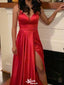 Elegant Spaghetti Strap V-neck A-line Long Prom Dress Ideas, Evening Party Dresses,WGP1587