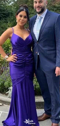 Elegant Spaghetti Strap V-neck Mermaid Long Prom Dress Ideas, Evening Party Dresses,WGP1603