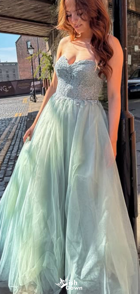 Gorgeous Strapless A-line Long Prom Dress Ideas, Evening Party Dresses,WGP1609