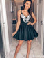 Formal Spaghetti Strap V-neck A-line Short Mini Homecoming Dress,EPT478