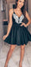 Formal Spaghetti Strap V-neck A-line Short Mini Homecoming Dress,EPT478