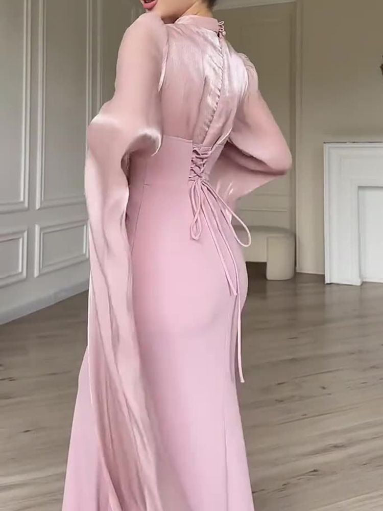 Elegant Pink Halter Mermaid Long Prom Dress Ideas, Evening Party Dresses,WGP1840