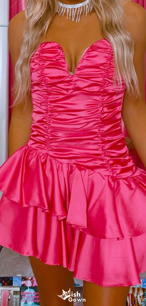 Elegant Strapless V-neck A-line Short Mini Homecoming Dress,EPT500