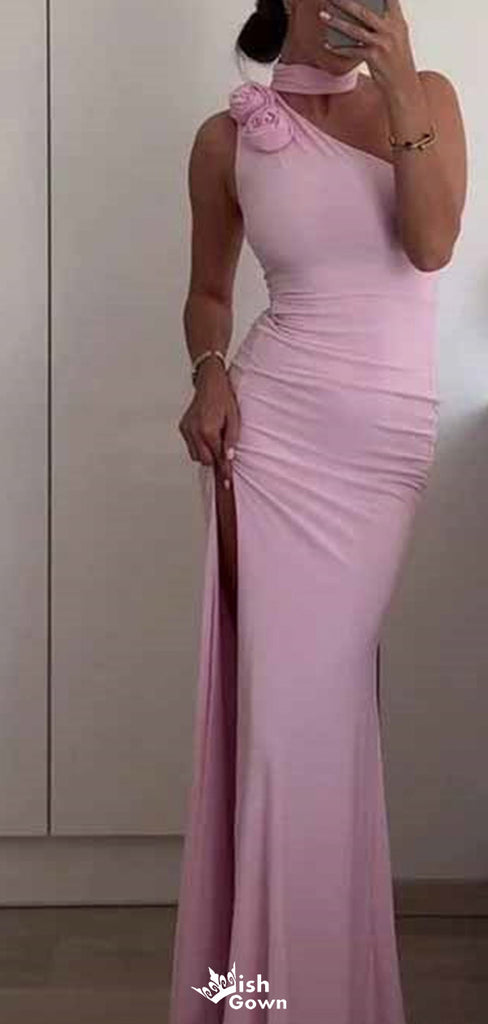 Elegant One-shoulder Mermaid Long Prom Dress Ideas, Evening Party Dresses,WGP1652