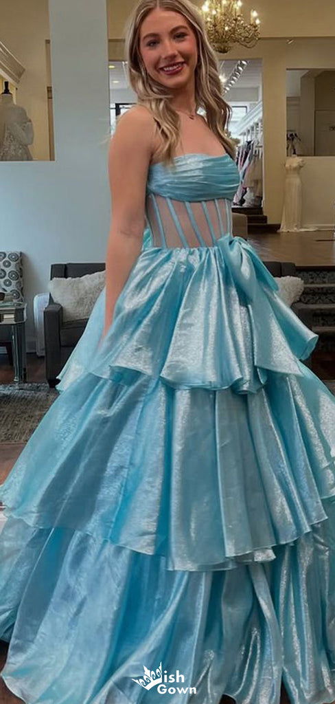 Gorgeous Strapless A-line Long Prom Dress Ideas, Evening Party Dresses,WGP1669