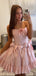Elegant Pink Sweetheart A-Line Short Floral Homecoming Dresses For Birthday Party, EPT687